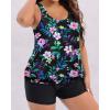 imageHolipick Women Plus Size Swimsuit Tummy Control Tankini Two Piece Bathing Suits Blouson Top with Boy ShortsFloral Wide Straps