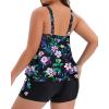 imageHolipick Women Plus Size Swimsuit Tummy Control Tankini Two Piece Bathing Suits Blouson Top with Boy ShortsFloral Wide Straps