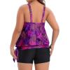 imageHolipick Women Plus Size Swimsuit Tummy Control Tankini Two Piece Bathing Suits Blouson Top with Boy ShortsPurple Leaf