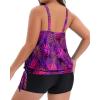 imageHolipick Women Plus Size Swimsuit Tummy Control Tankini Two Piece Bathing Suits Blouson Top with Boy ShortsPurple Leaf