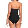 imageHolipick Women Strapless Bandeau One Piece Swimsuits Sexy Mesh Cutout Bathing Suits Tummy Control SwimwearBlack 1