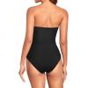 imageHolipick Women Strapless Bandeau One Piece Swimsuits Sexy Mesh Cutout Bathing Suits Tummy Control SwimwearBlack With Dot
