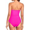 imageHolipick Women Strapless Bandeau One Piece Swimsuits Sexy Mesh Cutout Bathing Suits Tummy Control SwimwearHot Pink 1