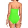 imageHolipick Women Strapless Bandeau One Piece Swimsuits Sexy Mesh Cutout Bathing Suits Tummy Control SwimwearNeon Green