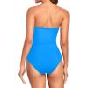 imageHolipick Women Strapless Bandeau One Piece Swimsuits Sexy Mesh Cutout Bathing Suits Tummy Control SwimwearNew Blue