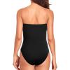 imageHolipick Women Strapless One Piece Swimsuit Tummy Control Bandeau Bathing Suit Mesh Cutout SwimwearBlack With Mesh