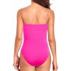 imageHolipick Women Strapless One Piece Swimsuit Tummy Control Bandeau Bathing Suit Mesh Cutout SwimwearHot Pink With Mesh