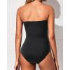 imageHolipick Women Strapless One Piece Swimsuits Tummy Control Bandeau Bathing Suits Retro Slimming SwimwearBlack