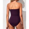 imageHolipick Women Strapless One Piece Swimsuits Tummy Control Bandeau Bathing Suits Retro Slimming SwimwearDark Purple
