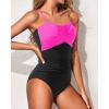 imageHolipick Women Strapless One Piece Swimsuits Tummy Control Bandeau Bathing Suits Retro Slimming SwimwearPink and Black