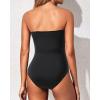 imageHolipick Women Strapless One Piece Swimsuits Tummy Control Bandeau Bathing Suits Retro Slimming SwimwearPink and Black