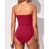 imageHolipick Women Strapless One Piece Swimsuits Tummy Control Bandeau Bathing Suits Retro Slimming SwimwearRed