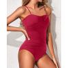 imageHolipick Women Strapless One Piece Swimsuits Tummy Control Bandeau Bathing Suits Retro Slimming SwimwearRed