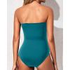 imageHolipick Women Strapless One Piece Swimsuits Tummy Control Bandeau Bathing Suits Retro Slimming SwimwearTeal