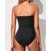 imageHolipick Women Strapless One Piece Swimsuits Tummy Control Bandeau Bathing Suits Retro Slimming SwimwearWhite and Black