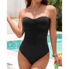 imageHolipick Women Strapless One Piece Swimsuits Tummy Control Bandeau Tube Top Bathing Suits Slimming SwimwearBlack