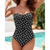 imageHolipick Women Strapless One Piece Swimsuits Tummy Control Bandeau Tube Top Bathing Suits Slimming SwimwearBlack Dot