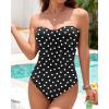 imageHolipick Women Strapless One Piece Swimsuits Tummy Control Bandeau Tube Top Bathing Suits Slimming SwimwearBlack Dot