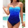 imageHolipick Women Strapless One Piece Swimsuits Tummy Control Bandeau Tube Top Bathing Suits Slimming SwimwearBlue Gradient