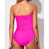 imageHolipick Women Strapless One Piece Swimsuits Tummy Control Bandeau Tube Top Bathing Suits Slimming SwimwearHot Pink