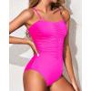 imageHolipick Women Strapless One Piece Swimsuits Tummy Control Bandeau Tube Top Bathing Suits Slimming SwimwearHot Pink