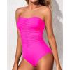 imageHolipick Women Strapless One Piece Swimsuits Tummy Control Bandeau Tube Top Bathing Suits Slimming SwimwearHot Pink