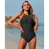 imageHolipick Women Tummy Control One Piece Swimsuit Modest Bathing Suit Full Coverage High Neck SwimwearBlack