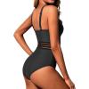 imageHolipick Women Tummy Control One Piece Swimsuit Modest Bathing Suit Full Coverage High Neck SwimwearBlack Waistband