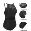 imageHolipick Women Tummy Control One Piece Swimsuit Modest Bathing Suit Full Coverage High Neck SwimwearBlack Waistband