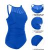 imageHolipick Women Tummy Control One Piece Swimsuit Modest Bathing Suit Full Coverage High Neck SwimwearBlue
