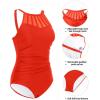 imageHolipick Women Tummy Control One Piece Swimsuit Modest Bathing Suit Full Coverage High Neck SwimwearRed
