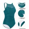 imageHolipick Women Tummy Control One Piece Swimsuit Modest Bathing Suit Full Coverage High Neck SwimwearTeal