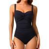 imageHolipick Women Tummy Control One Piece Swimsuit Slimming Bathing Suit Push up Twist SwimwearBlack