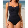 imageHolipick Women Tummy Control One Piece Swimsuit Slimming Bathing Suit Push up Twist SwimwearBlack
