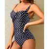 imageHolipick Women Tummy Control One Piece Swimsuit Slimming Bathing Suit Push up Twist SwimwearPolka Dots