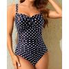 imageHolipick Women Tummy Control One Piece Swimsuit Slimming Bathing Suit Push up Twist SwimwearPolka Dots