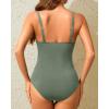 imageHolipick Women Tummy Control One Piece Swimsuit Slimming Bathing Suit Push up Twist SwimwearSage Green
