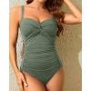 imageHolipick Women Tummy Control One Piece Swimsuit Slimming Bathing Suit Push up Twist SwimwearSage Green