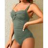 imageHolipick Women Tummy Control One Piece Swimsuit Slimming Bathing Suit Push up Twist SwimwearSage Green