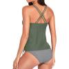 imageHolipick Women Two Piece Tankini Swimsuits Tummy Control Bathing Suits V Neck Tank Top with Bikini BottomArmy Green