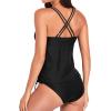 imageHolipick Women Two Piece Tankini Swimsuits Tummy Control Bathing Suits V Neck Tank Top with Bikini BottomBlack