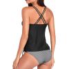 imageHolipick Women Two Piece Tankini Swimsuits Tummy Control Bathing Suits V Neck Tank Top with Bikini BottomBlack Striped