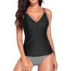 imageHolipick Women Two Piece Tankini Swimsuits Tummy Control Bathing Suits V Neck Tank Top with Bikini BottomBlack Striped