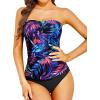 imageHolipick Womens Strapless Tankini Tummy Control Two Piece Bathing Suits Twist Bandeau Swimsuit with High Waist BottomsLeaf