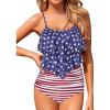 imageHolipick High Waisted Tankini Swimsuits for Women Ruffle Tops with Tummy Control Bottom Two Piece Bathing SuitAmerican Flag