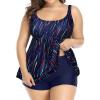 imageHolipick Plus Size 2 Piece Swimsuit  Women Tankini Bathing Suits Flowy Swim Top with Boy ShortsBlue Stripe
