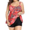 imageHolipick Plus Size 2 Piece Swimsuit  Women Tankini Bathing Suits Flowy Swim Top with Boy ShortsRed Floral