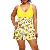 imageHolipick Plus Size Swim Dress Women  One Piece Swimsuit with Skirt V Neck Tummy Control Bathing SuitRoyal Blue1