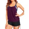 imageHolipick Tankini Swimsuits Two Piece Tummy Control Bathing Suits Blouson Swim Tank Top with Boy ShortsPurple