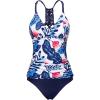 imageHolipick Tummy Control Two Piece Tankini Set Swimsuits for Women V Neck Tankini Top Bathing Suits with Swim BottomBlue Floral